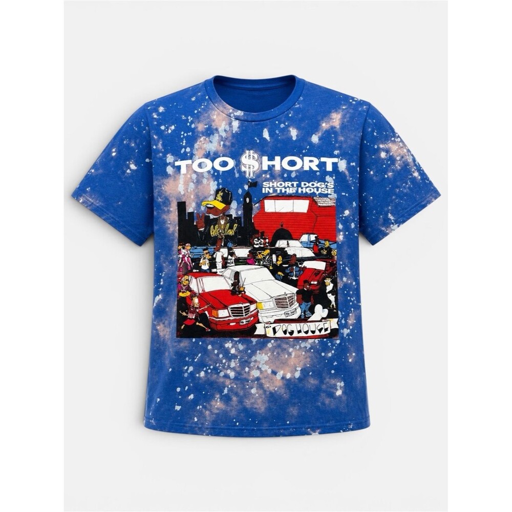 Too Short Shorts In The Dog House Graphic Tee Blue Bleach Wash M Rapper Tee